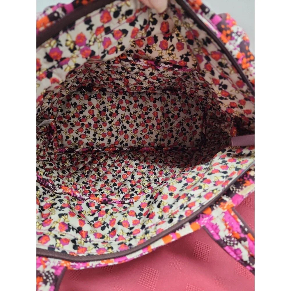 Vera Bradley Houndstooth Tweed Shoulder Tote Zip Closure Multicolor Grannycore